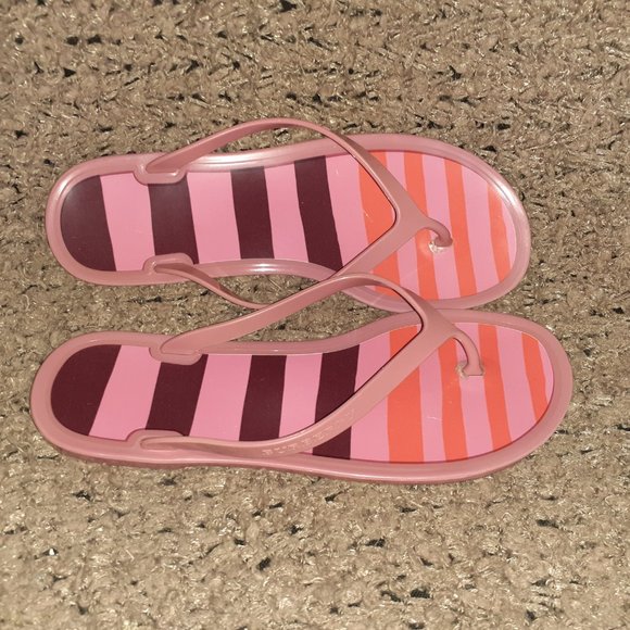 BURBERRY-Lavender/Pink/Red/Purple Jelly Thong Flip Flop Flats-Sz 37-Very Good - Picture 9 of 10